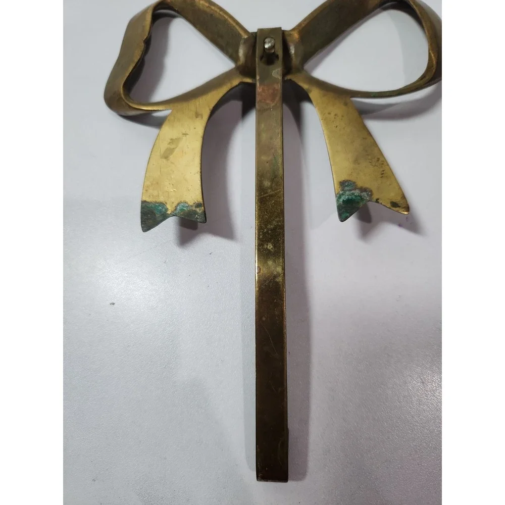 Vintage Brass Bow Wall Hook Ribbon Decorative Hanger Hollywood Regency Gold 7.5